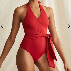 NWT -Onia Elena Halter One Piece Underwire Swimsuit | color RED ROCK RED…